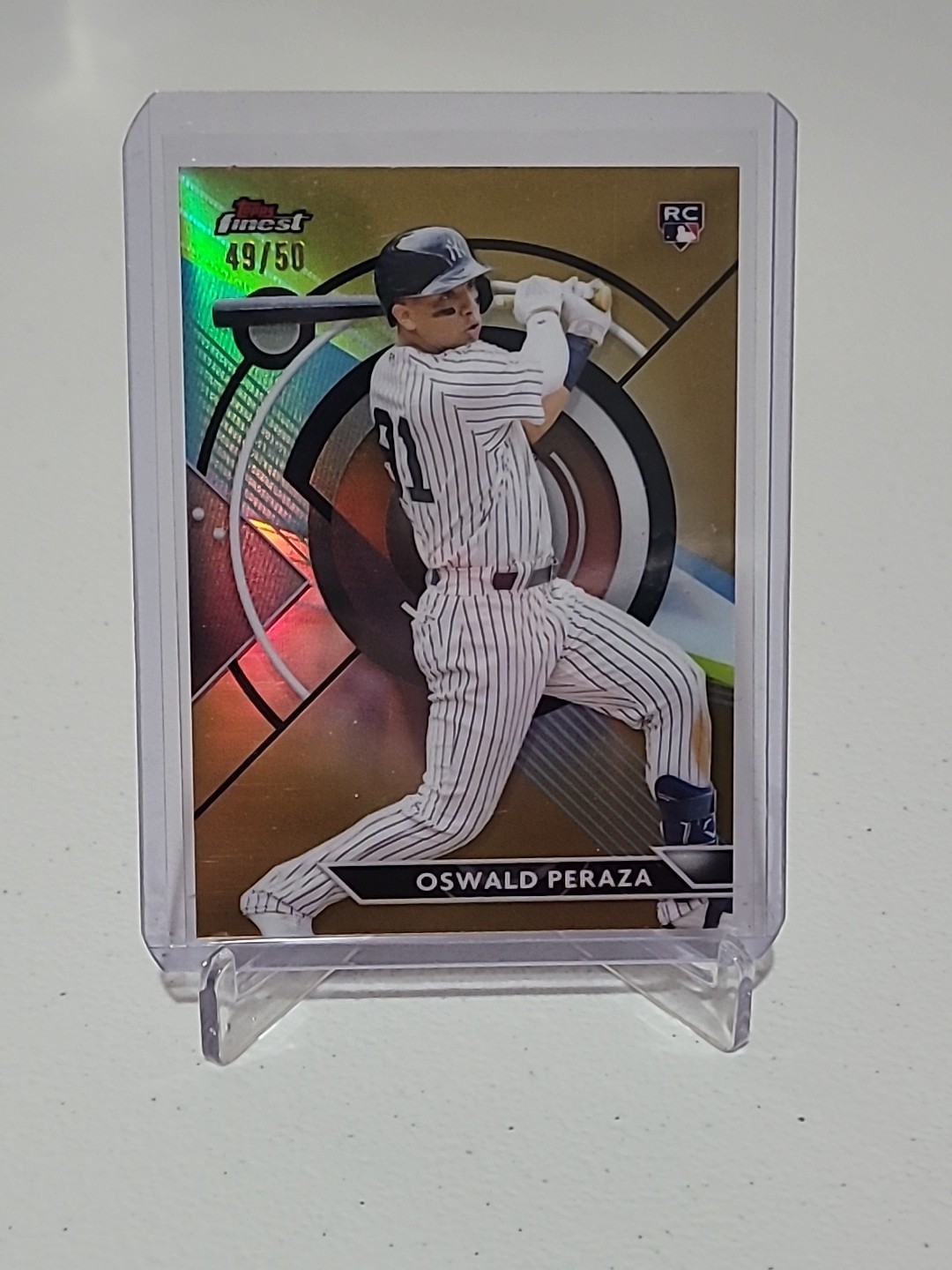 2023 Topps Finest - Oswald Peraza #13 Gold Refractor /50 (RC)