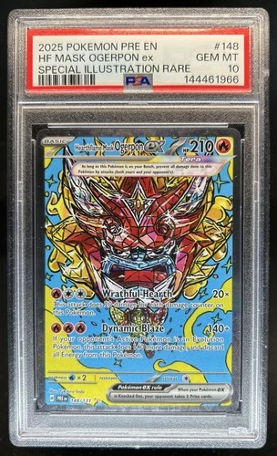 2025 Pokemon Prismatic Evolutions Hearthflame Mask Ogerpon ex #148/131 PSA 10