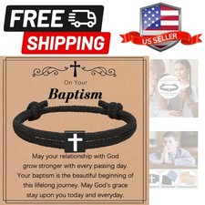 Baptism Gifts for Boys,Braided Rope Cross Bracelet for Kids,First Communion G...