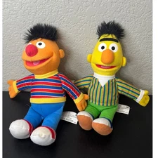 Sesame Street Burt & Ernie Plush Stuffed Toy 12" Set Bert Muppets Dolls Hasbro