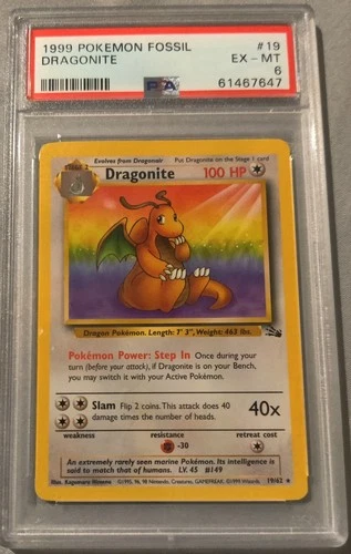 Dragonite Fossil 19/62 Unlimited PSA 6
