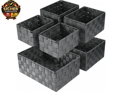 Storage Basket 34.4 cm, Set of 6 Stackable Multi-Purpose Baskets, Storage