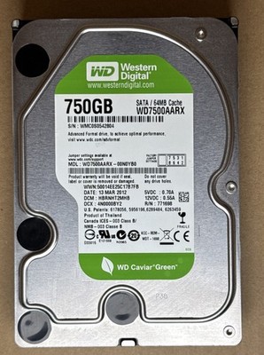 Western Digital Caviar Green 750 GB,Internal,7200 RPM (WD7500AARX) Hard Drive