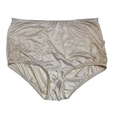 Vanity Fair High-Waist Briefs 7/L Nylon  Cotton Lace Trim Beige Full Coverage