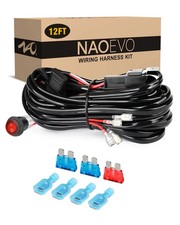 Naoevo 12ft Led Light Bar Wiring Harness Kit 16awg 2 Leads 12v On Off Waterpr