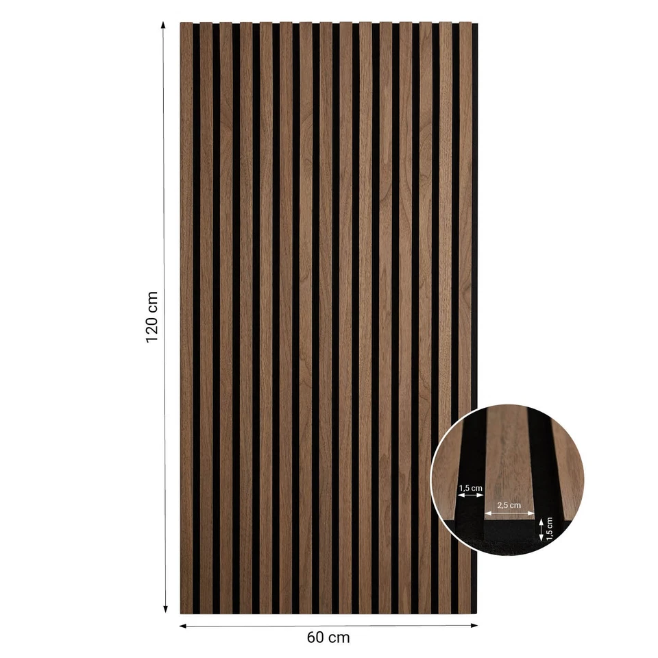Wandpaneele Holz 3D Wandverkleidung 2er Set Akustik Paneele Braun Homestyle4u - Bild 3 von 4