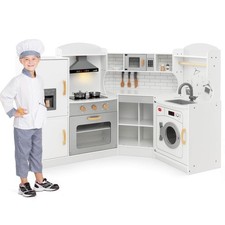 Kids Corner Wooden Kitchen Playset Chef Pretend Toy Set W/ Washing Machine