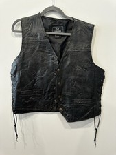 Vintage 1990's Open Road For Wilsons Black Leather Motorcycle Biker Vest Size L