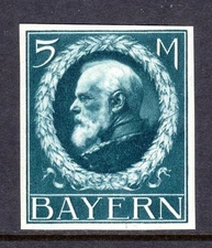 German States - Bavaria Scott #133 VF Unused 1916 5 Mark King Ludwig III Imperf