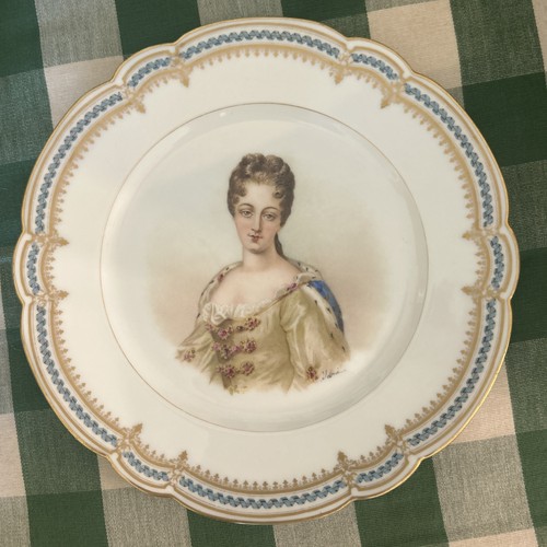 Antique Sevres Porcelain Portrait Plate Duchesse de Bourgogne Artist Signed