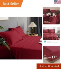 Queen Size Sheet Set 4 Pieces, Breathable and Soft Queen Bed Sheets Set, Brus...