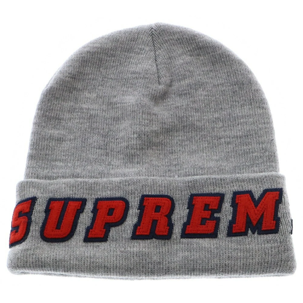 Bonnet Supreme 19ss Feutre Logo Tricoté Gris / Occasion État Couleur S Apporter