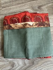 Handmade Pillowcase Gold Red Prints  Green cotton Standard Size pillowcase