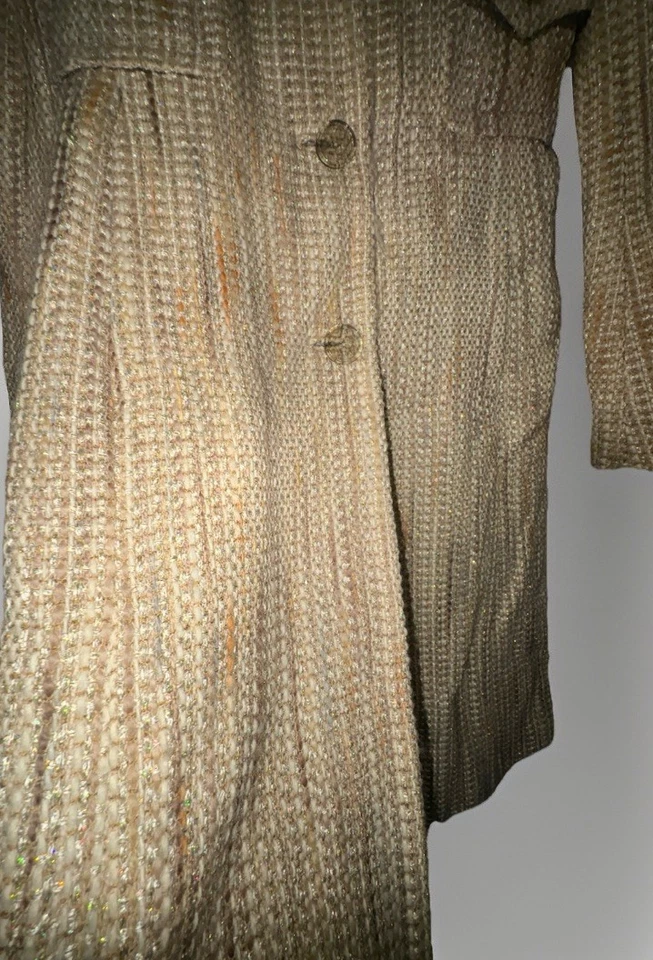 Tuleh Metallic Tweed Long Coat Wool Blend, Runway Vintage Rarity. Retail 1500+ - Image 3 of 4