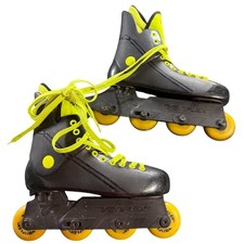 Vintage size 8 90's Variflex City Heat Inline Roller Skates Black/yellow