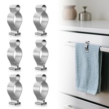6 Pack Towel Clips for Kitchen, Stainless Steel Holder Silver