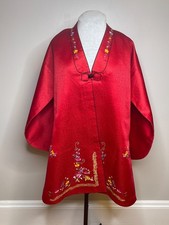 Authentic Korean Womens Hanbok Durumagi Jacquard Coat Red / Yellow K-Pop K-Drama