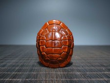 Chinese Natural Boxwood Hand-carved Exquisite Turtle Shell Statue 富甲天下 9114
