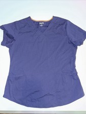 Scrubstar Scrub Top Shirt Women's Large Blue Short Pockets Medical Uniform
