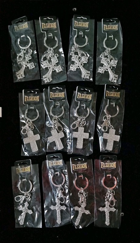 Fashion Jewelry Cross Key Chain Lot of 12. Brand new in packaging