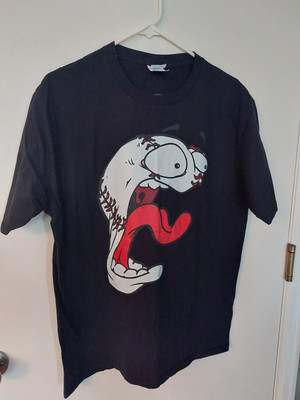 ''Yelling'' Baseball Black T-Shirt W/Funny Yelling Baseball Graphic (Sz-L)
