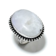 Rainbow Moonstone Gemstone Handmade 925 Sterling Silver Jewelry Ring Size 8 R606