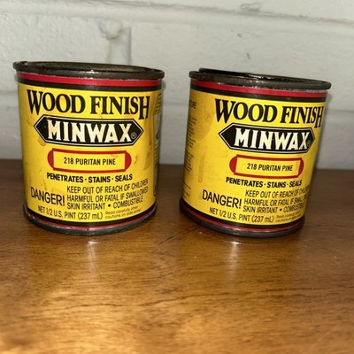 1/2 pint Minwax 218 Puritan Pine Wood Finish Oil-Based Stain Lot Of 2