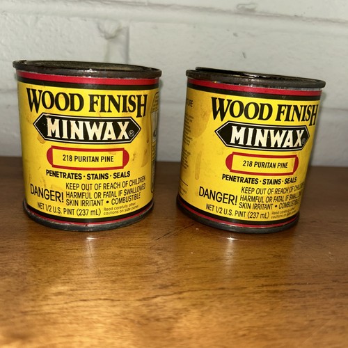 1/2 pint Minwax 218 Puritan Pine Wood Finish Oil-Based Stain Lot Of 2