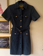 Michael Kors Blue Geometric Shirt Dress Belted Knee Length XS JF4820LGQC