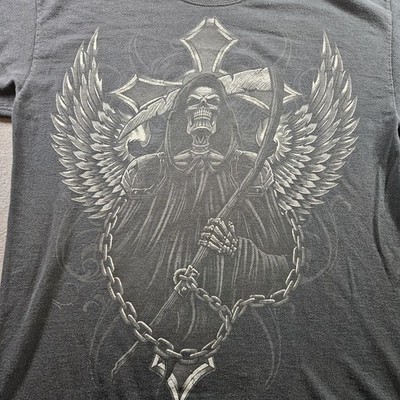 Reaper Grim Reaper Shirt Mens Extra Large Winged Skeleton Scythe Gothic Tee Y2K