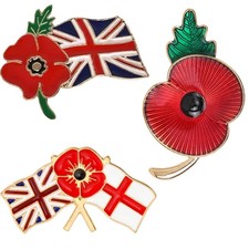 Union Jack Red Popp.y Pin Badge Remember Veteran Solider Brooch "Lest We Forget"