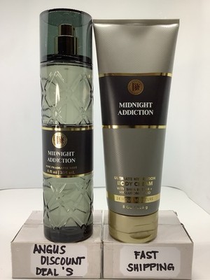 2PCS MIDNIGHT ADDICTION Bath & Body Works Fine Fragrance Mist & Body Cream,