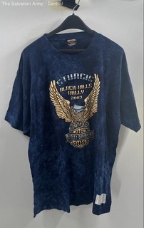 Harley Davidson Mens Blue Graphic Print Short Sleeve American T Shirt Size XL