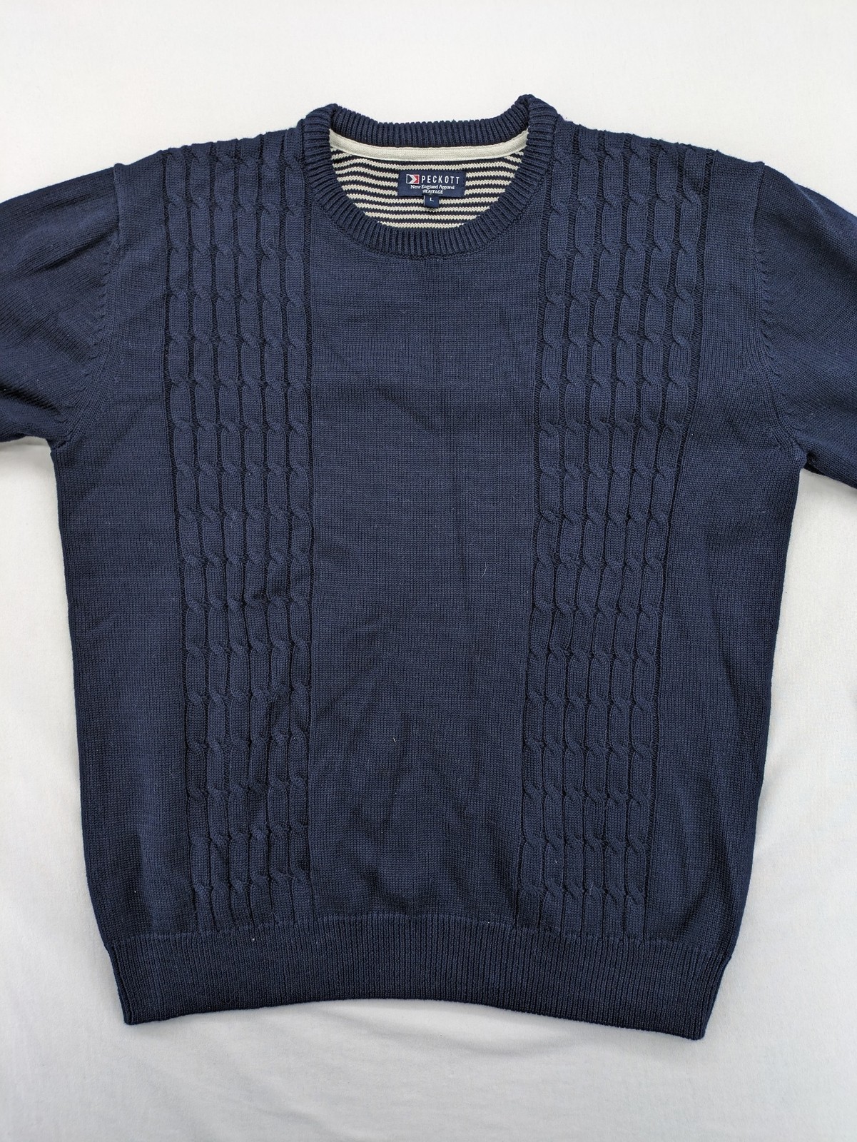 PECKOTT Herren Strickpullover L dunkelblau Zopfmuster Baumwolle Polyacryl image 3