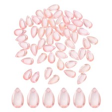 60 Pcs Teardrop Crystal Glass Beads Teardrop Bead Transparent, Pink Gold 8x14mm