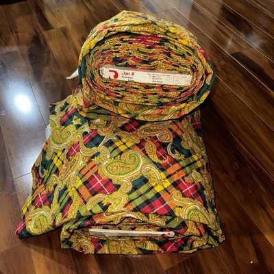Vintage Dan River Fabric Lot 2 Bolts 27-30 Yds Paisley Plaid 44  Patchwork Look