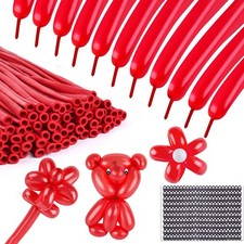 LovesTown 100 Stück 260 lange Luftballons, rot gedrehte Latexballons Medium, 