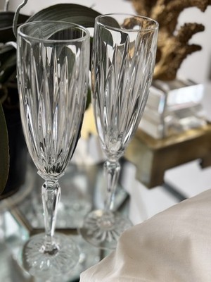 4 Crystal Champagne Flutes Glasses Party Festive