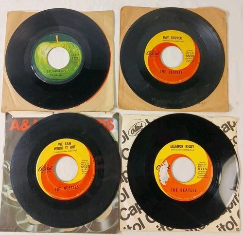 The Beatles 45 RPM 7” Vinyl Record Lot Of 4 Day Tripper Eleanor Rigby A2