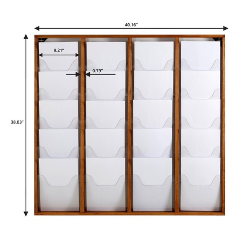 Brochure Display Stand Wall Mounting Double Sided Wooden Magazine Rack Holder - Imagen 36 de 75