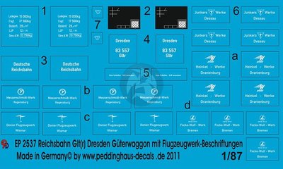 Peddinghaus 1/87 (HO) DR Glt(r) Dresden Aircraft Manufacturer Car Markings 2537