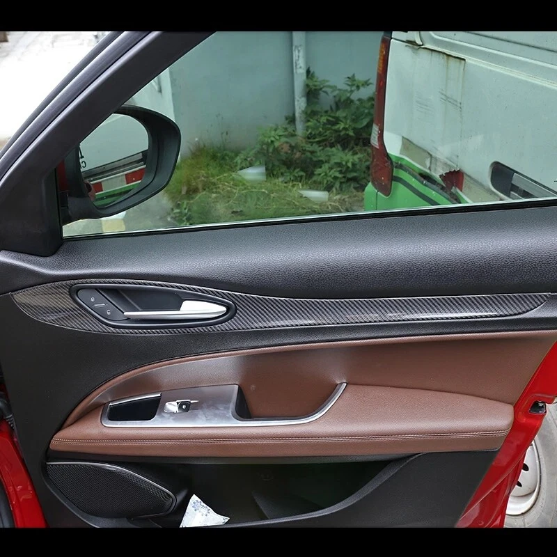 Carbon Fiber Car Interior Door Panel Trims For Alfa Romeo Stelvio 2017 -20 Foto 3 de 3