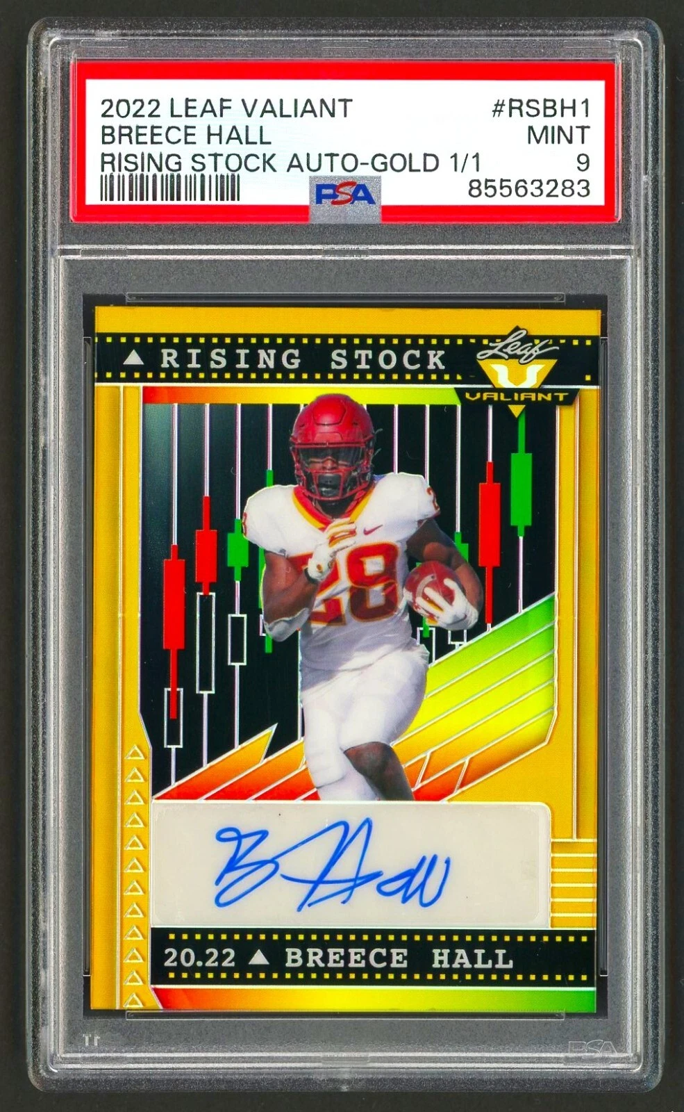 Breece Hall Leaf Valiant Rising Stock Autographs #RSBH1 Gold 1/1