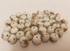 50 pcs White Hand Painted Asian Oriental Glass Craft Jewelry Beads 13mm Round