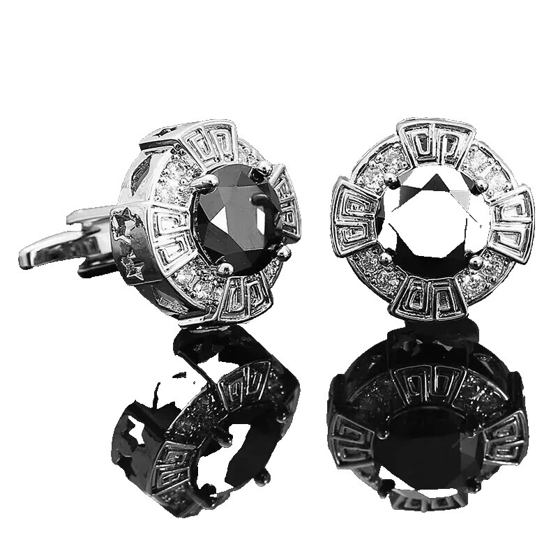 Gemelos de plata esterlina Diamante Negro para Hombres