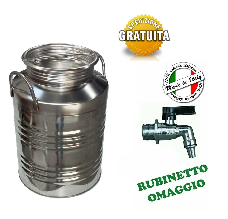 CONTENITORE FUSTO PER OLIO IN ACCIAIO INOX 10 20 30 50 100 LITRI QUATTRO EFFE