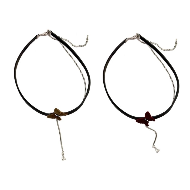 Black Ribbon Choker Bowknot Simulated Pearls Beads Charm Collar Necklace