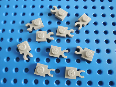 Lego 10 x Platte 1x1 mit Clip waagerecht 4085    neu hellgrau 