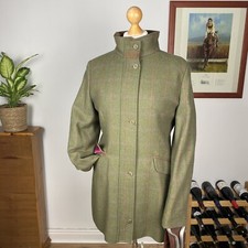 Musto Sporting Ladies Green Tweed Long Jacket Coat Uk 14 Races Country Shooting