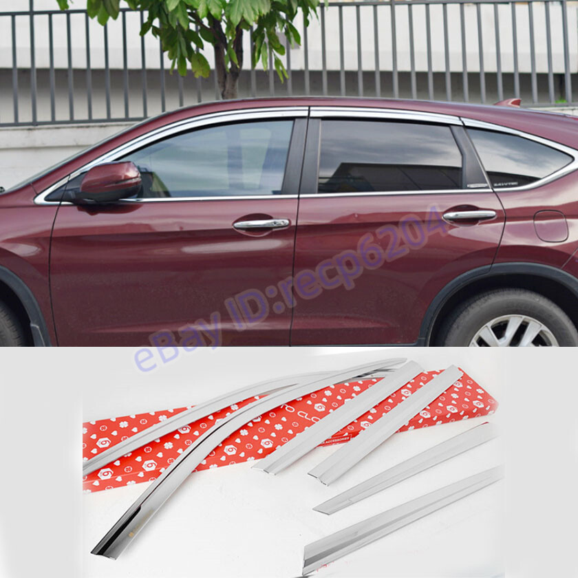 6PCS Chrome Window Visor Sun Rain Guard Vent Shade For Honda CR-V 2012-2016